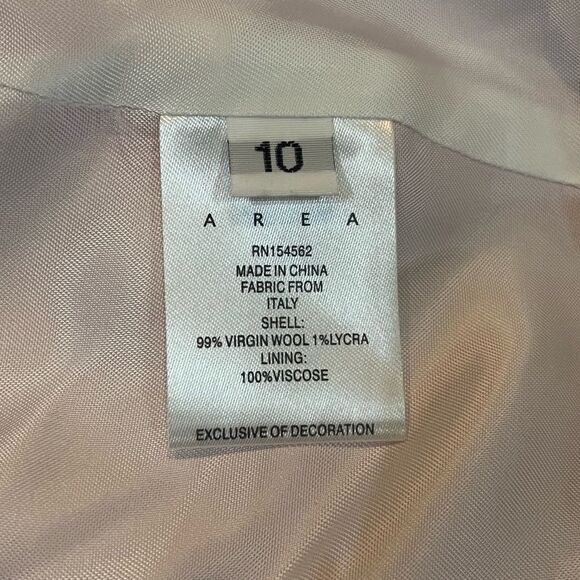 AREA Pink Mini Dress Crystal Embellished Size 10 Wool Blend Crepe - Picture 10 of 12